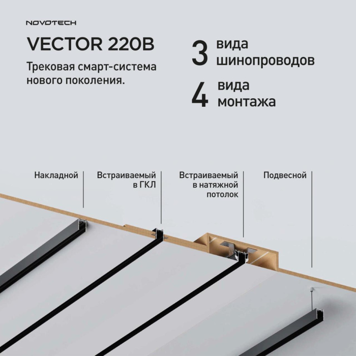 Шинопровод накладной/подвесной Novotech Vector 135301